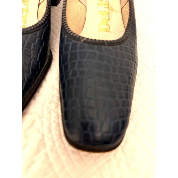 VINTAGE* RARE sz 6 DeLiso Blue Gator-embossed Go-Go Heels Retro PumpsShoes … - Picture 8 of 13